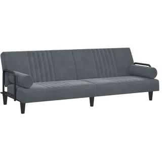 Schlafsofa mit Armlehnen Dunkelgrau Samt - Grau, Dunkelgrau