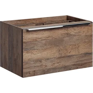 Badezimmerschrank für Waschbecken 60 cm Eiche Vintage mit 2 Schubladen - Naturbelassen, Braun