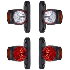 BUL BARS 4 x LED Gummi Begrenzungsleuchte Seitenleuchte 12V 24V mit E-Prüfzeichen Positionsleuchte Auto LKW PKW KFZ Lampe Leuchte Licht Weiß Rot Orange