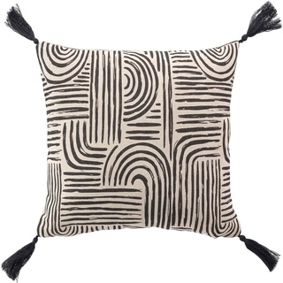 douceur d'intérieur Pandore Kissen mit abziehbarem Bezug (45 x 45 cm), Schwarz, bedrucktes Polycotton