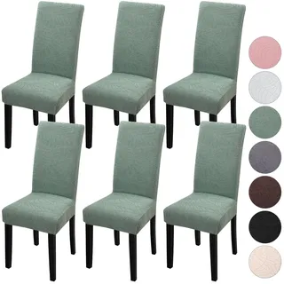 YISUN Stretch Stuhlhussen 6er Set Universal Jacquard Blätter Stuhlhusse, Elastische Hussen für Stühle, Abnehmbarer Waschbarer Stuhlbezüge für Schwingstuhl Hotel Bankett Küche Haus Hochzeit Party