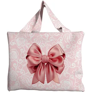 PETTI Artigiani Italiani - Strandtasche, Strandtasche, große Strandtasche, Strandtasche für Damen, Strandtasche, Pooltasche, rosa Schleife, 100% Made in Italy, Rosa Schleife, Borsa Mare - 38x48x18 cm