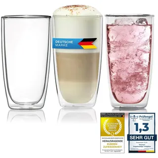 Dimono® Doppelwandiges Trinkglas Wasserglas aus Borosilikatglas Latte Macchiato Longdrink- & Cocktailgläser (1 Stück)