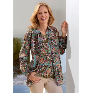 Hemdbluse GOLDNER "Blusenshirt mit stilvollem Muster-Mix", Damen, Gr. 54, bunt (bunt, gemustert), Obermaterial: 100% Viskose CV., figurumspielend, Blusen Hemdbluse, verrdeckte Knopfleiste