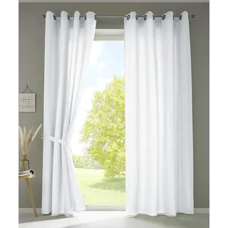 Gardinenbox Berlin Ösen 140 x 245 cm weiß 2 St. inkl. 2 Raffhalter