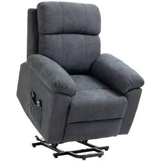 Homcom Sessel mit Aufstehhilfe, Relaxsessel, Massagesessel mit Seitentasche, Leinen , Grau , Textil , Füllung: Schaumstoff,Schaumstoff , 99x103x89 cm , Wohnzimmer, Sessel, Polstersessel