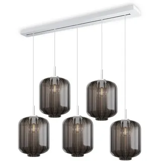 s.luce Hängeleuchte Velo 5-flammig Rauch Ø 25cm , Anthrazit, Weiß , Glas , Zylindrisch , E27 , 25x27x25 cm , Lampen & Leuchten, Innenbeleuchtung, Hängeleuchten, Pendelleuchten