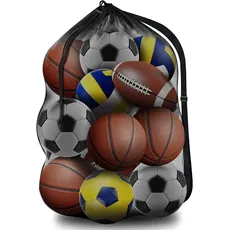 BROTOU Extra Groß Fußball Ballnetz für 10-15 Bälle, Große Tasche Ballsack mit Kordelzug und Schultergurt, Mehrzweck Balltasche Netz, Balltasche Fußball Meshbag ((30” x 40”/ 75 x 100 cm))