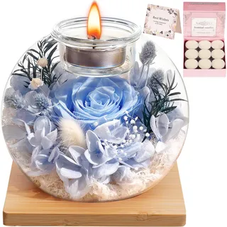 Weihnachtsgeschenke für Frauen, Ewige Rose im Glas mit 18 Duftkerzen - Konservierte Blumen Infinity Rose, Weihnachten Valentinstag Muttertag Geundin Ehefrau, Romantische Deko