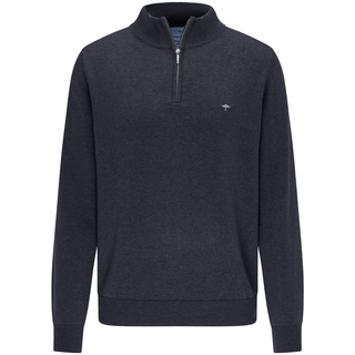Troyer FYNCH-HATTON, Herren, Gr. XL (54), blau (navy), Strick, Obermaterial: 100% Baumwolle, bestickt, unifarben, bequem hüftbedeckend, Rundhals, Bündchen, Pullover Troyer, mit Logostickerei, mit Reißverschluss, mit Stehkragen