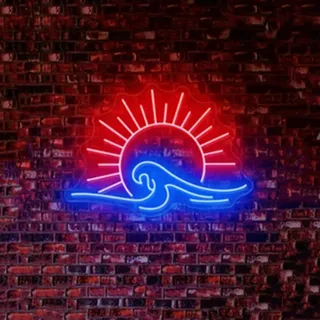 Sunrize Wave Neonschilder für Wanddekoration LED Arylic Neonwellenschild mit dimmbarem Schalter Spiel Neonlicht für Kinderzimmer Spielzimmer Wohnheim Zuhause Bar Männerhöhle Geschenke 41x29cm