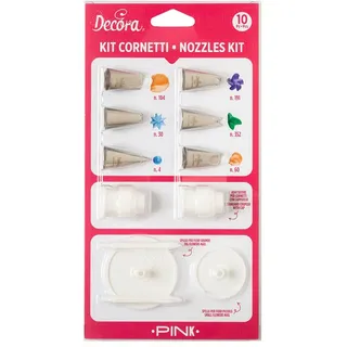 Decora, 0252045 Rosa Kegel-Set, 10-teilig, aus Edelstahl, ohne Schweißen, zur Verwendung mit dem im Paket enthaltenen Standardadapter sowie dem kleinen und großen Blumenhalter