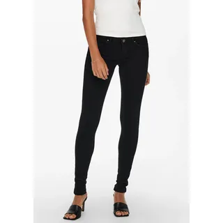 Skinny-fit-Jeans ONLY "ONLCORAL SL SK POWER DNM", Damen, Gr. 28, Länge 30, schwarz (schwarz denim), Denim/Jeans, Obermaterial: 92% Baumwolle, 6% Polyester, 2% Elasthan, Abriebeffekte, Jeans Skinny-fit-Jeans