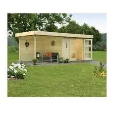 WOLFF FINNHAUS Gartenhaus »Calais«, Holz, BxHxT: 595 x 217 x 250 cm (Außenmaße inkl. Dachüberstand) - beige