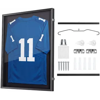 VEVOR Trikotrahmen 70 x 90 cm, Abschließbarer Holz-Trikot-Bilderrahmen mit PC-Platte & 98 % UV-Schutz, Objektrahmen mit Aufhänger & 2 Schlüsseln für Baseball-, Basketball-, Football- und Hockeytrikots