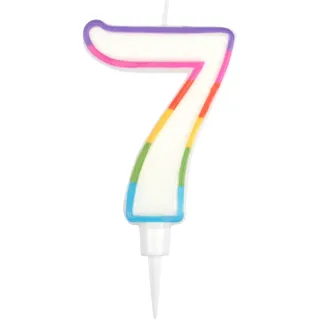 Homéa, Geburtstagskerze, Zahl 7, mit Kunststoffhalter, Höhe 10,5 cm, mehrfarbig