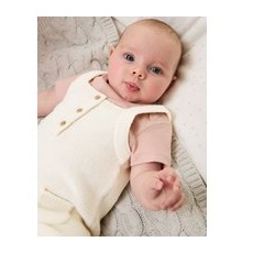 Unisex,Boys,Girls M&S Collection Knitted Dungarees (0-12 Mths) - White Mix, White Mix - 3-6 M