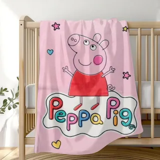 Peppa Pig Kinder-Decke kuschelig & weich 110 x 140 cm Fleece-Decke, Kuscheldecke, Geschenk, Peppa Wutz, Rosa, Mädchen, warm