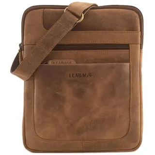 LEABAGS Detroit Umhängetasche Herren – Kleine Leder Umhängetasche 21x26 cm – Mini Crossbody Tasche mit Reißverschluss – Kompakte Alltagstasche