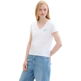 TOM TAILOR Denim T-Shirt, mit Statement-Print, weiß