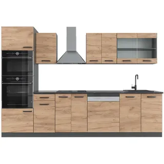 Vicco Küchenzeile R-Line 300 cm Goldkraft Eiche/Anthrazit