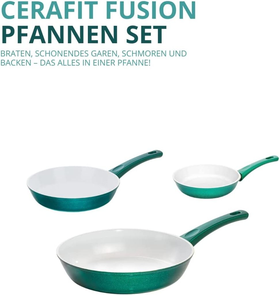 Bild von Cerafit Fusion Pfannen-Set 3-tlg. 20 cm + 24 cm + 28 cm grün