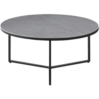 Livetastic Couchtisch , Grau , Metall, Keramik , rund , Flachrohr , 80x37x80 cm , Wohnzimmer, Wohnzimmertische, Couchtische, Couchtische rund