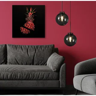 my home Acrylglasbild »Ananas - Acrylbilder mit Blattgold veredelt« Ananas   Obst   Obst Bilder 1 Stk. tlg. Rote Farbvariante, Handgearbeitet, Gerahmt, Edel, rot