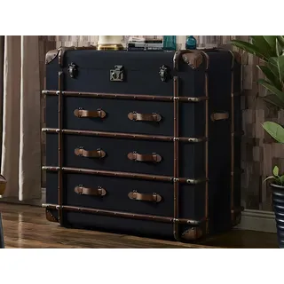 Kommode im Koffer Stil – Vintage Design, Stauraum & Retro Flair - Schwarz