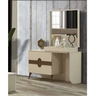 Beige Schminktisch mit Spiegel Schlafzimmer Möbel Design Konso lNeu - Beige