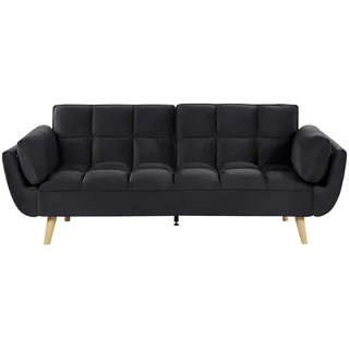 Beliani 3-Sitzer-Schlafsofa, Schwarz, Textil, 218x82x83 cm, Wohnzimmer, Sofas , Couches, Schlafsofas