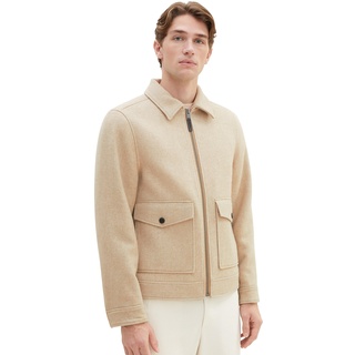 TOM TAILOR Herren 1037344 Wolljacke mit gestepptem Innenfutter, 32526-big beige Herringbone Optic, L