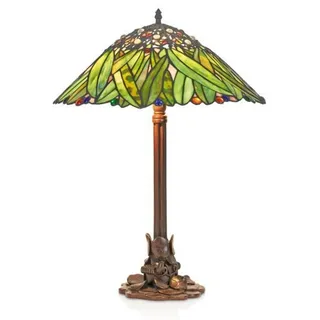 Casa Padrino Tiffany Tischleuchte Hockerleuchte im Bananenblätter Design, Mehrfarbig, Durchmesser 40 cm, 2x E27 Fassung