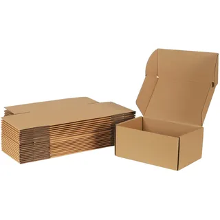 Giftgarden 20 Stück Stabile Versandkartons mit Deckel, 229x153x102 mm Karton - Kleine Faltkartons aus Wellpappe für Post-, Kurier- und Geschenkversand, Verpackungen, Mailings und Unternehmen, Braun