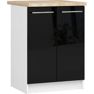 Akord Küchenschrank Oliwia 2-Türig Mit Einlegeboden Weiß-Schwarz Hochglanz 60X46X85 Cm - Weiß, Schwarz