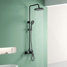 Duschsäule schwarz, YOOZENA Duschsäule mit Mischbatterie, höhenverstellbar Duschsäule mit Handbrause und Handbrause