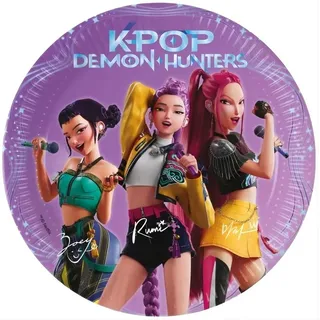 prokos s.a. - decorata party K-Pop Demon Hunters Geschirr-Set für 8 Personen, Set für Kindergeburtstage, 8 Teller 23 cm, 20 Servietten 33 × 33 cm, 8 Becher 200 ml (36 Stück)