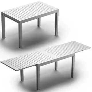 JUMMICO Gartentisch Ausziehbar aus Aluminium, Wetterfester & Kratzfester Tisch mit Sicherheitsauszug, Leichter Esstisch für Balkon, Terrasse und Garten