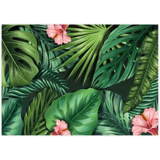 100 Tischunterlagen mit tropischem Blätter-Motiv I DIN A3 eckig I Platz-Set aus Papier I modernes Design I Einweg Tischset I braun I Gastronomie und Haushalt I dv1067