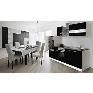 Respekta Küchenzeile KB270WSC 270 cm Schwarz-Weiß