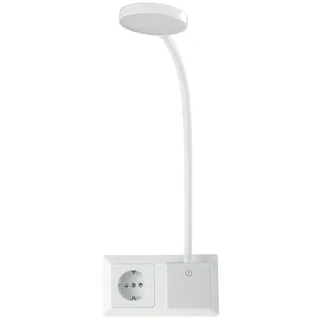 ChiliTec Steckdosenlampe 230V Dimmbar Led Leseleuchte für Steckdose Steckdosenleuchte mit Schalter flexibler Schwanenhals 4000k Weiß