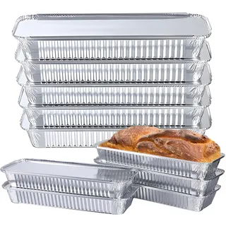 Xinfuquan 20 Stück Aluschalen Grill,Grillschalen Aluminium,Mit Deckel,(35x12x5.3cm/1350ml) Alu Grillschalen Für Kochen,Rösten,Backen,Braten,Grill Aluschalen Aluminiumbehälter
