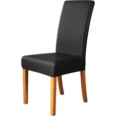 iEventStar PU Leder Stuhlhussen Kunstleder Sitzbezüge sitzfläche Lederoptik Wasserdicht Dehnbarer Stuhlbezug (schwarz, 4)