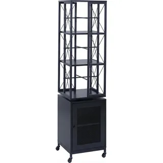 MCW Bücherregal P13 Rollen Drehbar Metall Industrial Melamin 162x40x42cm Schwarz