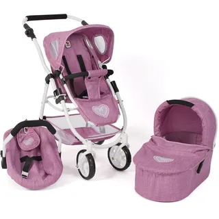 Bayer Chic 2000 - Puppenwagen »Emotion All In 3in1, Jeans pink inkl. Babywanne, Babyschale und Sportwagenaufsatz,