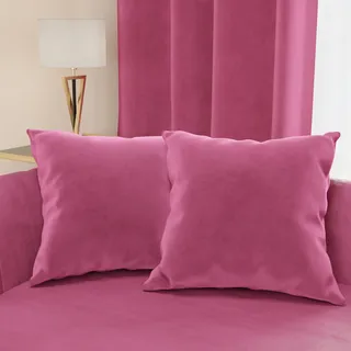 Petti Artigiani Italiani - 2 Sofakissen aus Samt mit Füllung, Kissenbezüge für Schlafzimmer, Möbelkissen aus Samt mit verdecktem Reißverschluss, Fuchsia, 2 Stück - 30 x 30 cm