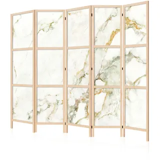LUMASOUL Japanische Trennwand Paravent Raumteiler 225x172 cm Steinoptik | 5 teilig Dekorativ, Shoji-Stil, faltbar, freistehend, als Sichtschutz für Wohnräume