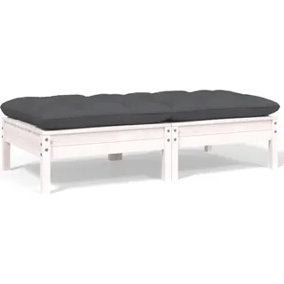 The Living Store 2-Sitzer-Gartensofa mit Kissen Weiß Massivholz Kiefer - Weiß