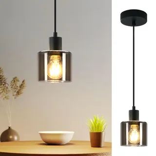 ZMH Pendelleuchte Esstisch Hängelampe Vintage - Retro Glas Hängeleuchte E27 Fassung 1 Flammig Esstischlampe Industrial Style Schwarz Pendellampe für Wohnzimmer Schlafzimmer Esszimmer Küche Hotel