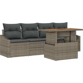 vidaXL Garten-Sofa-Set 5 stk. Grau Poly Rattan - Grau